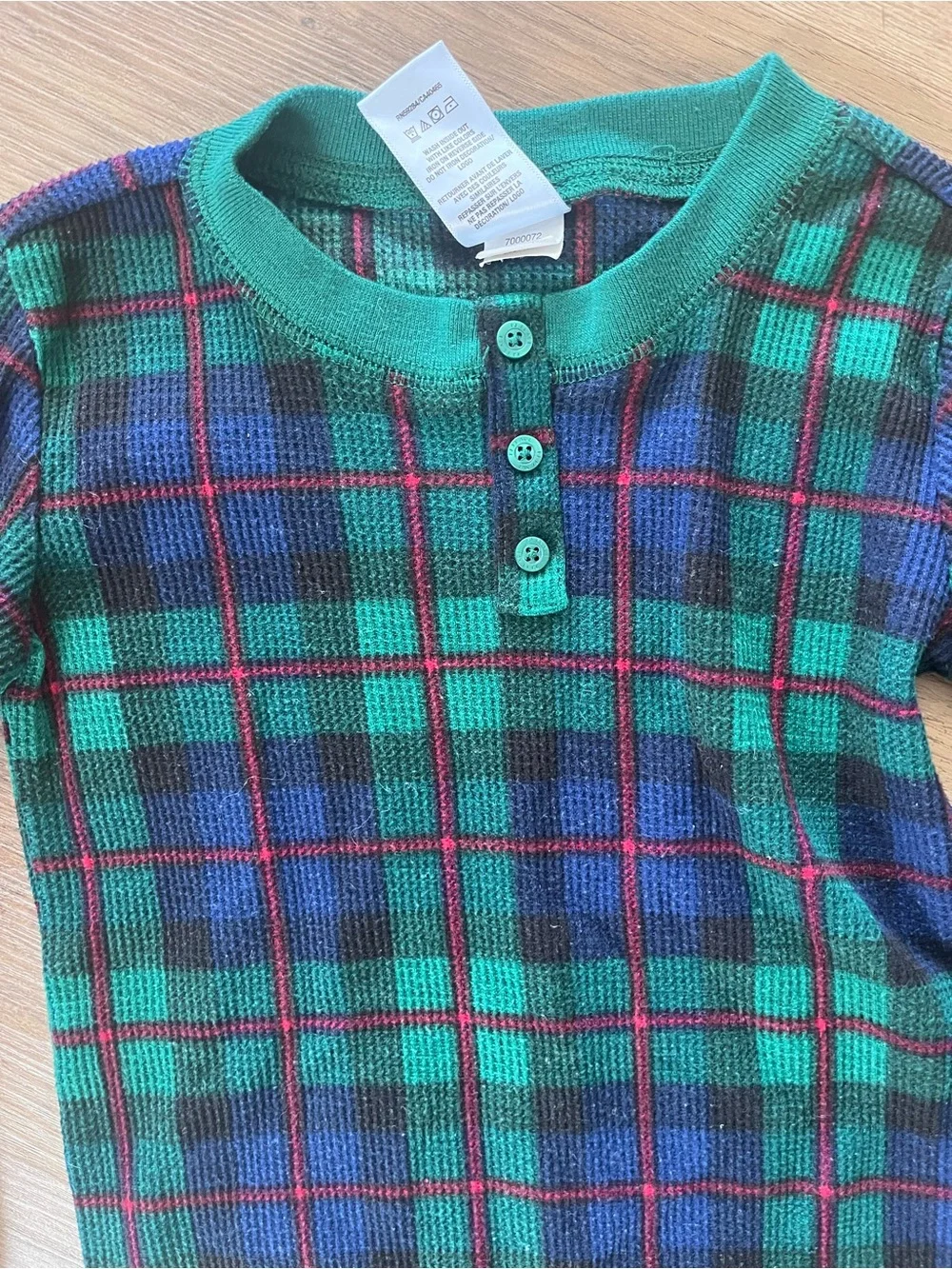 Pj Place Green Plaid Long-Sleeve Henley Pajama Top 5T